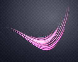 Glowing pink lines. Neon realistic energy speed. Abstract light effect vector