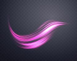 Glowing pink lines. Neon realistic energy speed. Abstract light effect vector