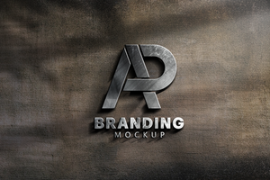 branding brincar logotipo 3d estilo em textura parede psd