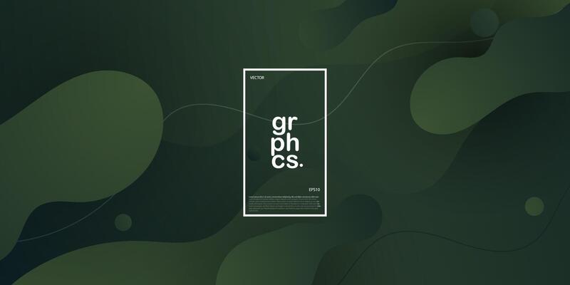 Dark fluid abstract background with gradient green color on background. Eps10