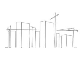 construcción continuo línea diseño. ciudad edificio elemento continuo línea ilustración. arte lineal. monoline activo. vector