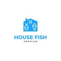 House with fish combination logo design illustration idea vector