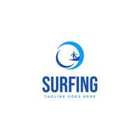 Surfing water sport logo design illustration idea vector