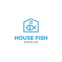 House with fish combination logo design illustration idea vector