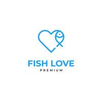 Heart love with fish combination logo design illustration idea vector