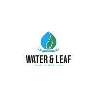 agua soltar con hoja logo diseño ilustración idea vector