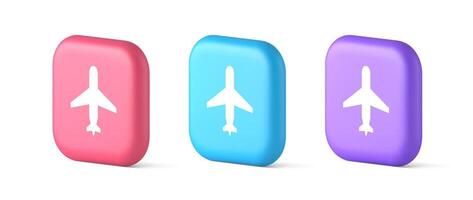 Airplane online check in button digital service passenger registration 3d realistic icon vector