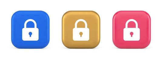 Padlock locking web access button password security protection safe encryption 3d icon vector