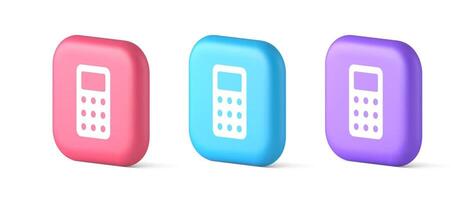 Calculator button mathematical number counting web application design 3d realistic icon vector