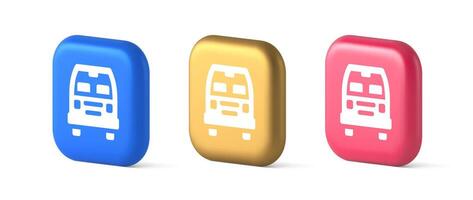 Bus automobile passenger transportation button city transfer journey 3d realistic icon vector
