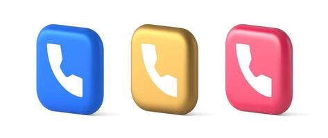 Phone call contact voice communication button web application design 3d realistic icon vector