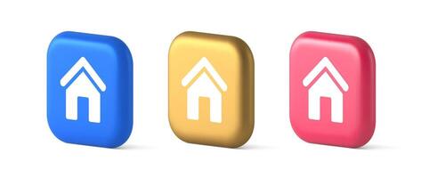 Main internet page button homepage house with roof navigation cyberspace interface 3d icon vector