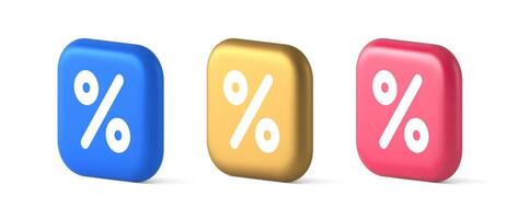 Percent button mathematical counting financial business investment 3d realistic icon vector