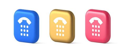 Phone call button application handset mobile contact communication 3d realistic icon vector