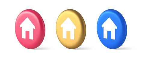 Home page button house web symbol cyberspace application interface 3d realistic isometric circle icon vector