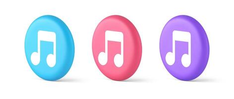 Music note audio sound button audio sound listening production 3d realistic isometric circle icon vector