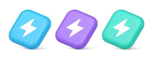 Charge power lightning button electricity thunderbolt arrow 3d realistic isometric icon vector