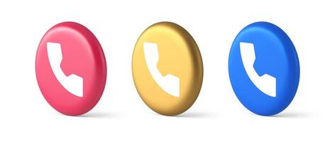 Phone call contact voice communication button web application design 3d realistic isometric circle icon vector