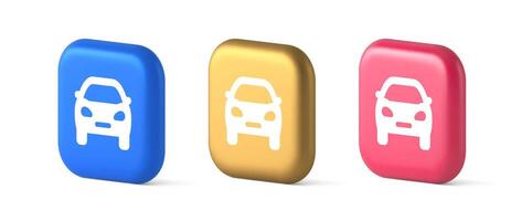 Car automobile button urban travel traffic transportation drive rent repair 3d realistic icon vector