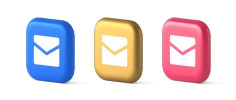 Newsletter inbox chat message button remotely communication digital notification 3d icon vector