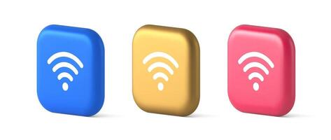 Wi fi internet connection button high speed wireless cyberspace digital network 3d icon vector