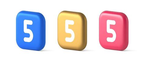 Five character calculator keyboard button financial counting 3d realistic icon vector