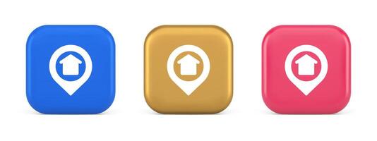 Urban building location find button house map pin web application 3d realistic icon vector