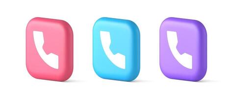 Phone call contact voice communication button web application design 3d realistic icon vector