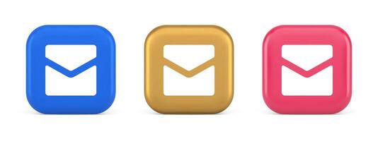 Email letter incoming message closed envelope mobile application button 3d realistic icon vector