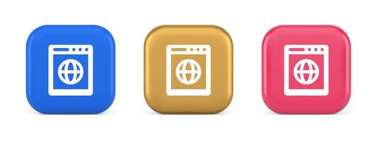 Internet browser global wireless connection button cyberspace virtual networking 3d icon vector