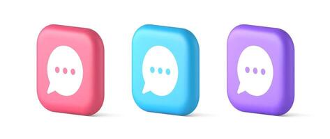 Think bubble chat button online dialogue social network communication 3d realistic icon vector