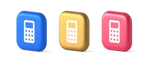 Calculator button mathematical number counting web application design 3d realistic icon vector