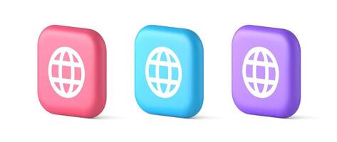 Global internet connection GPS planet button network web business communication 3d icon vector