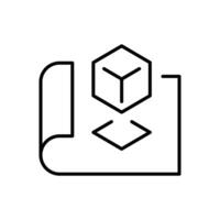 Augmented reality icon. Simple outline style. Virtual AR projection, cube, 3d, digital AR technology concept. Thin line symbol. isolated. vector