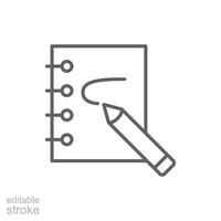 Brand strategy icon. Simple outline style. Commercial, company data sheet or notebook paper, business planning development concept. Thin line symbol. isolated. Editable stroke. vector