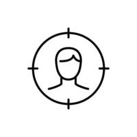 Male user target icon. Simple outline style. Man, user target, approach, person, centric, graphic, people, marketing, business concept. Thin line symbol. isolated. vector