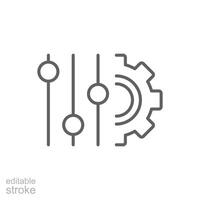 Panel settings icon. Simple outline style. Equalizer options, preferences, work, gear, tool, cogwheel, cog, level, technology concept. Thin line symbol. isolated. Editable stroke. vector