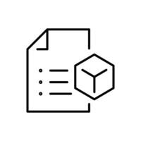 Product specification icon. Simple outline style. Technology documentation, technical, standards, code, cube, technology concept. Thin line symbol. isolated. vector