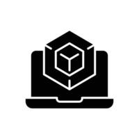 Engineering development icon. Simple solid style. 3d modeling services, estate development, architecture visualization, BIM concept. Black silhouette, glyph symbol. isolated. vector