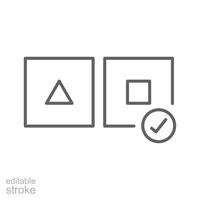 AB testing icon. Simple outline style. A, B, test, ab, split, hypothesis, choice, user, usability, business, technology concept. Thin line symbol. isolated. Editable stroke. vector