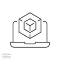 Engineering development icon. Simple outline style. 3d modeling services, estate development, architecture visualization, BIM concept. Thin line symbol. isolated. Editable stroke. vector