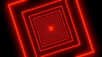 Red square neon bulbs illuminate the empty tunnel corridor. footage looping, abstract tech geometric motion background video