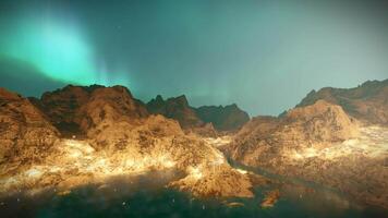 Aurora Borealis with Aerial View of Port City Lights and the Sea 3D Animation video