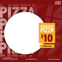 menú de comida y deliciosa pizza plantilla de banner de redes sociales psd