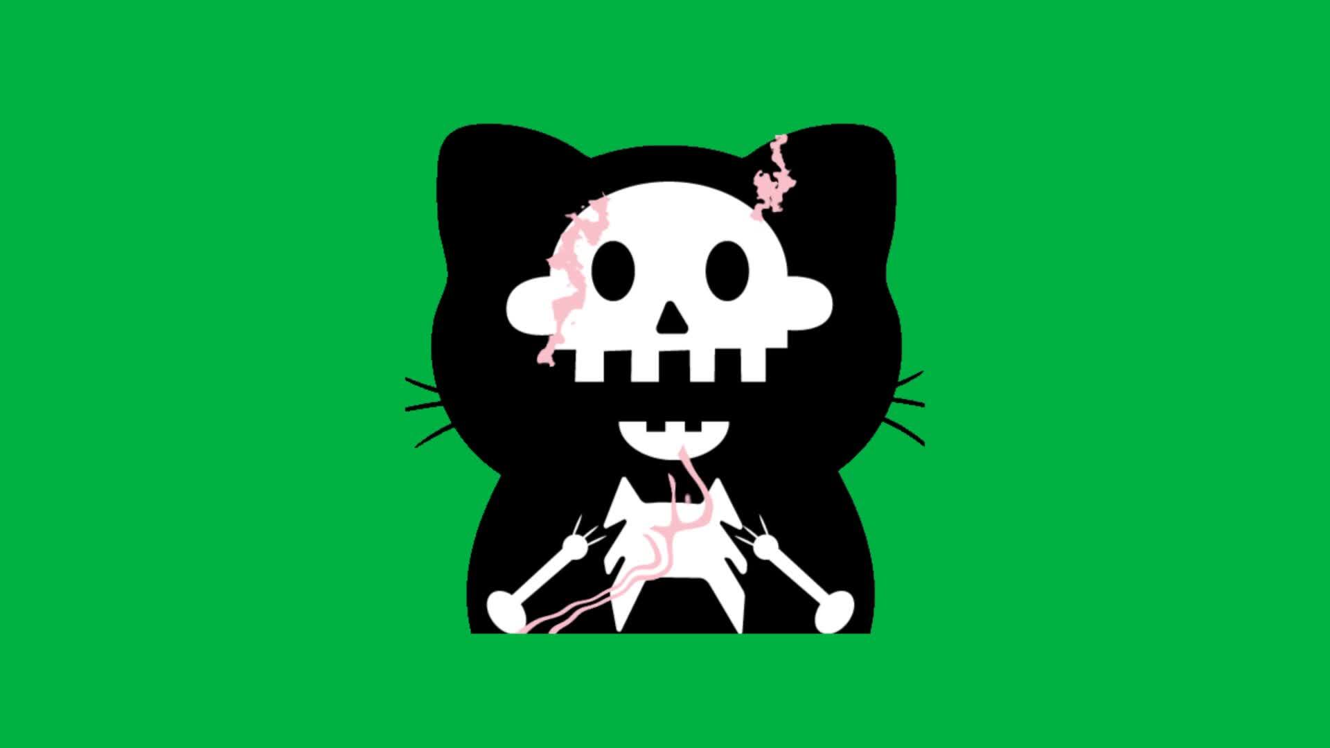 Animated Twitch stream emote featuring a cute white kawaii cat struck