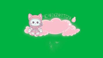 Twitch animated stream electric new donation alert featuring a cute kawaii astronaut kitten on pink clouds and lightning for streamers video