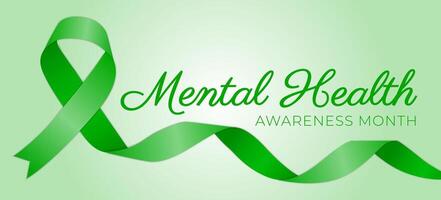 Green Mental Health Awareness Month Background Illustration vector