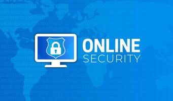 Online Security Background Illustration Design with Computer Icon vector