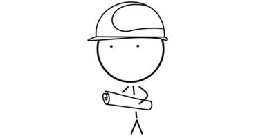 Engineer comes with a drawing video