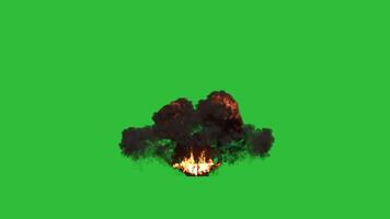 Fire explosion three way on green background video